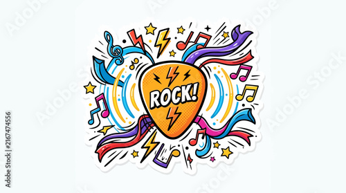 Vibrant Guitar with Rock Music Design.