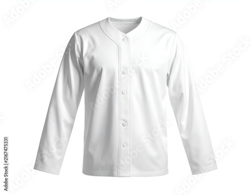 White long sleeve baseball jersey mockup front view