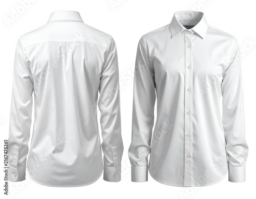 White long sleeve dress shirt mockup set.