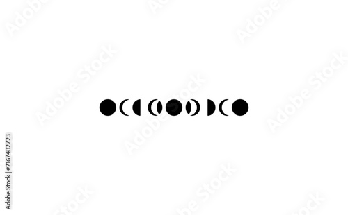 Phases of the Moon Icon Set - Minimal Black Vector Design