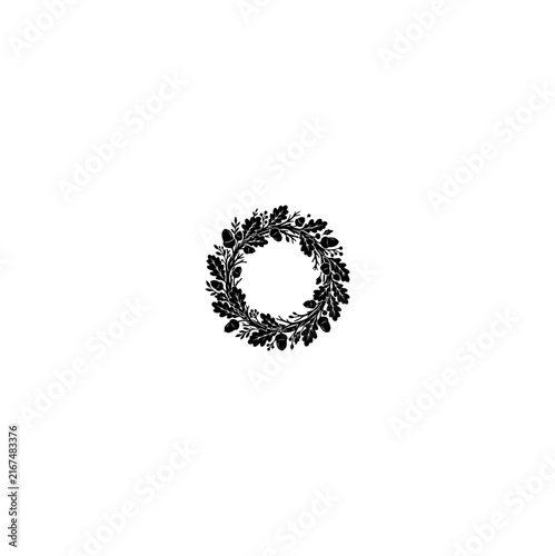 Elegant Black Laurel Wreath Vector Illustration