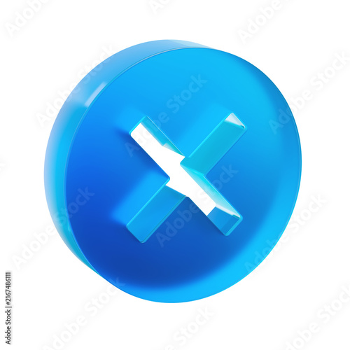 Canvastavla Close button 3D glass icon in left perspective isolated on transparent background