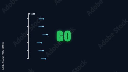 Abstract digital graphic showing a start line with a green go command.