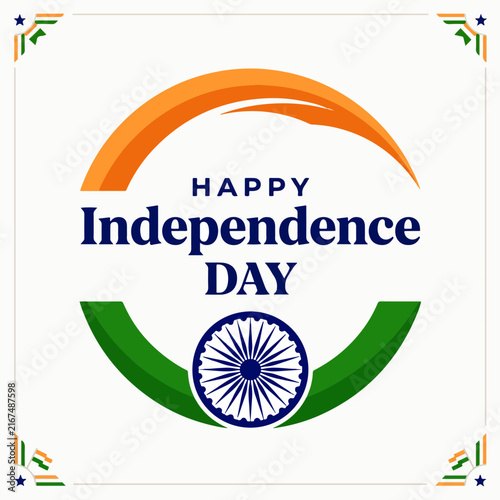 India Happy Independence Day Greeting Card Vector Design