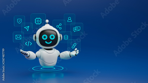 Cuadro en lienzo AI agent robot workflow automation orchestrator artificial intelligence data coding icon flow process assistant technology futuristic 3d rendering
