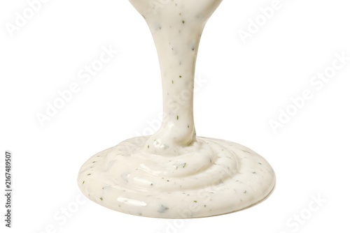 Thick Creamy Ranch Dressing Pour with Herb Specks