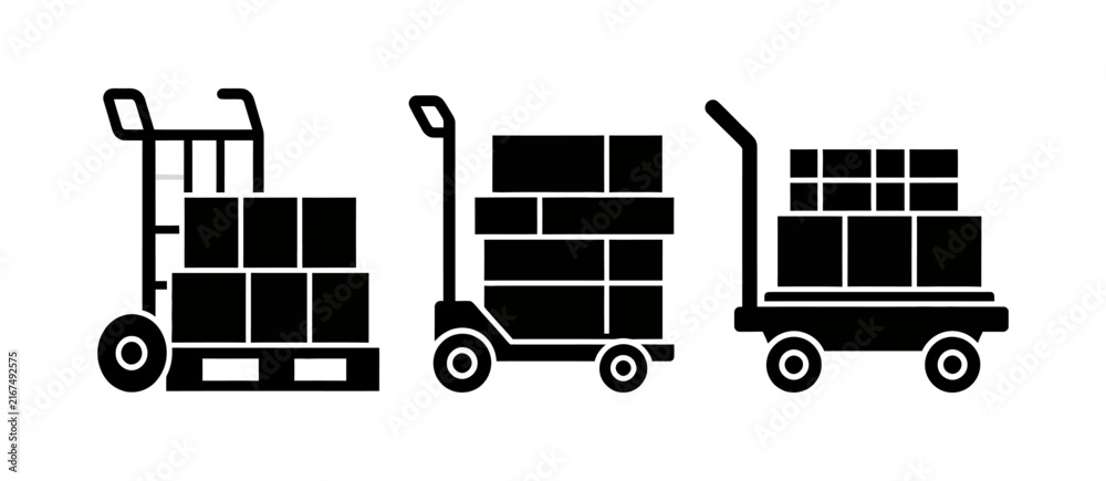 Fototapeta premium Logistics and Freight Delivery Equipment Icon Set for Warehouse Operations