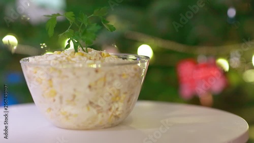 Delicious Creamy Salad Garnished with Parsley for Holiday Dinner