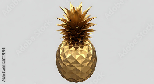 Golden pineapple illustration on white