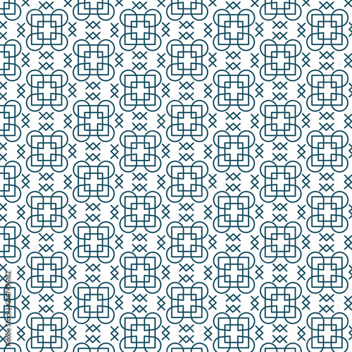 Modern geometric mosaic ethnic ornament seamless pattern knot background