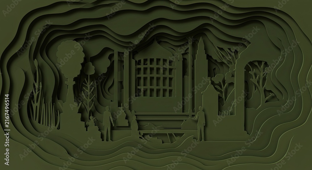 Fototapeta premium Minimalist black and white illustration of a zebra in a lush green field.