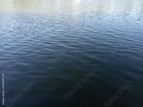 Calm Dark Blue Water Surface Texture with Gentle Ripples and Reflections.

