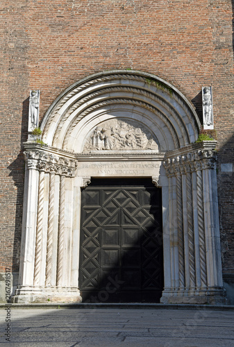 marble portal of the Basilica of San Francesco in Piacenza, a notable example of Lombard Gothic architecture
