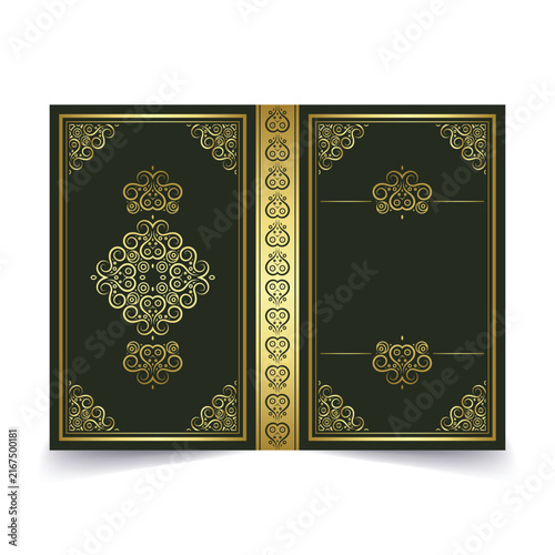 Elegant Dark Green and Gold Classic Book Cover with Ornamental Vintage Design