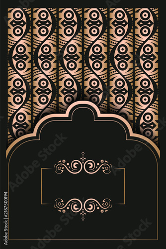 Elegant Black and Rose Gold Ornamental Poster Frame with Geometric Pattern
