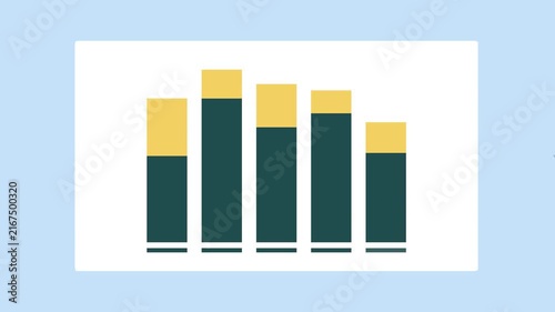Minimalist 2D Flat Animated Bar Chart Column Infographic Element 4K Loop