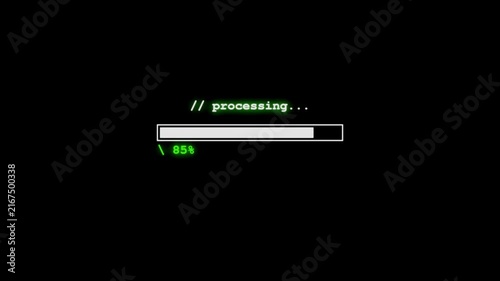 Cyberpunk Hacker Terminal Processing Text Animation Loop 4K Background