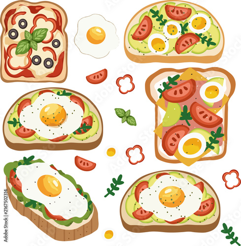 Gourmet toast with a variety of healthy and tasty toppings. Perfect for breakfast or a light meal