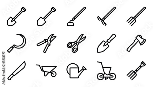 Set of hand drawn gardening tools created by a professional vector illustrator for your creative agricultural design projects
