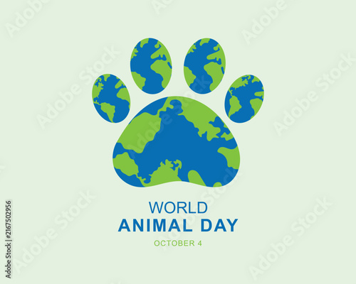 World animal day concept vector illustration with global paw print design