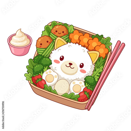 Obraz na plátně A delightful Japanese lunch box filled with healthy vegetables and shaped like a