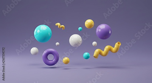 Colorful floating balloons against a gradient blue background.