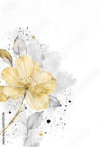 Abstract Watercolor Floral Composition