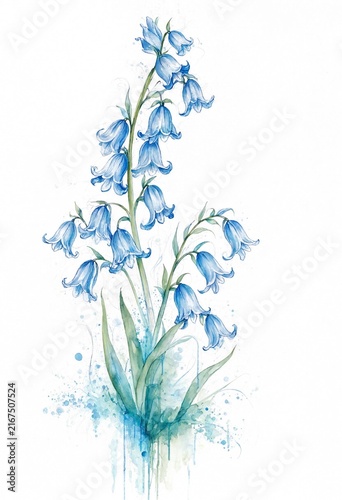 Bluebell Watercolor Illustration