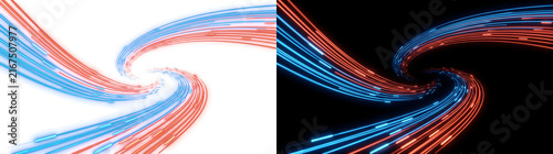 Fotografie Speed swirl background with glowing blue and orange twisting motion lines in PNG