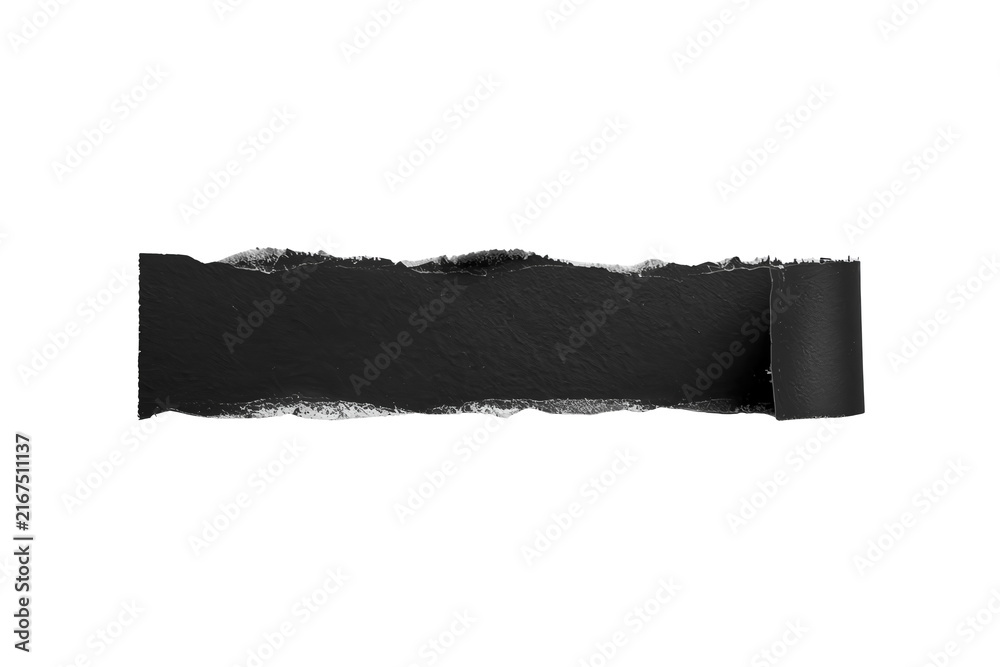 Obraz premium Black Torn Paper Strip With Rolled Edge