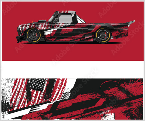 Patriotic Racing Truck Wrap Design
