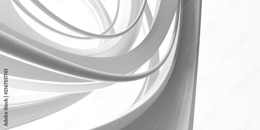 Fototapeta premium Soft white abstract ribbon loops background for minimalist wallpaper and clean modern design composition