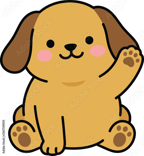 Cute cartoon puppy waving hello a cheerful illustration isolated on transparent background