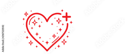 Red heart icon with sparkles
