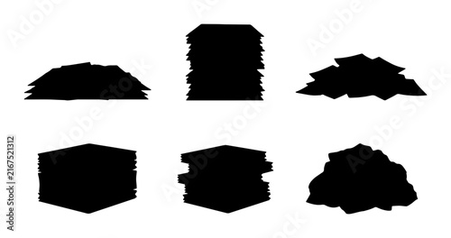 Stack of Paper Icons, Pile of Documents Vector Graphics, Data Records Silhouette Collection, Office Work Clutter Graphics