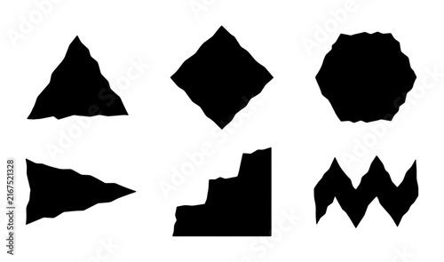 Abstract Geometric Shapes Collection, Rough Edge Silhouettes, Modern Design Elements, Vector Icons Set