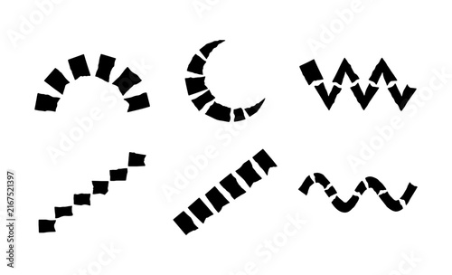 Abstract Geometric Shapes, Black Vector Icons, Modern Graphic Elements, Minimalist Design Symbols for Web and Print