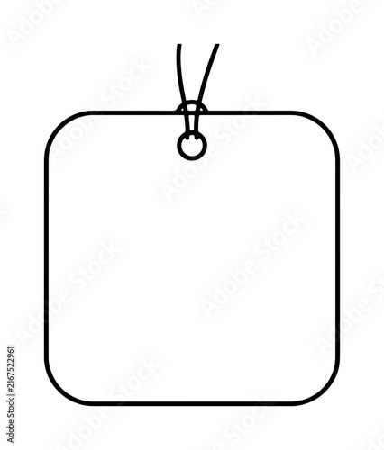 Blank Square Tag Vector, Rounded Corners, Hanging String, Retail Label, Product Identifier, Price Tag Graphic, Marketing Element