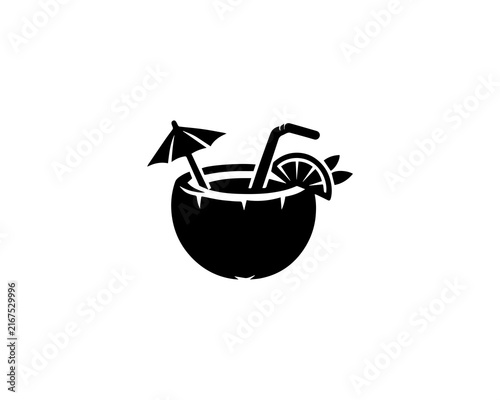 Coconut Drink icon silhouette design illustration.