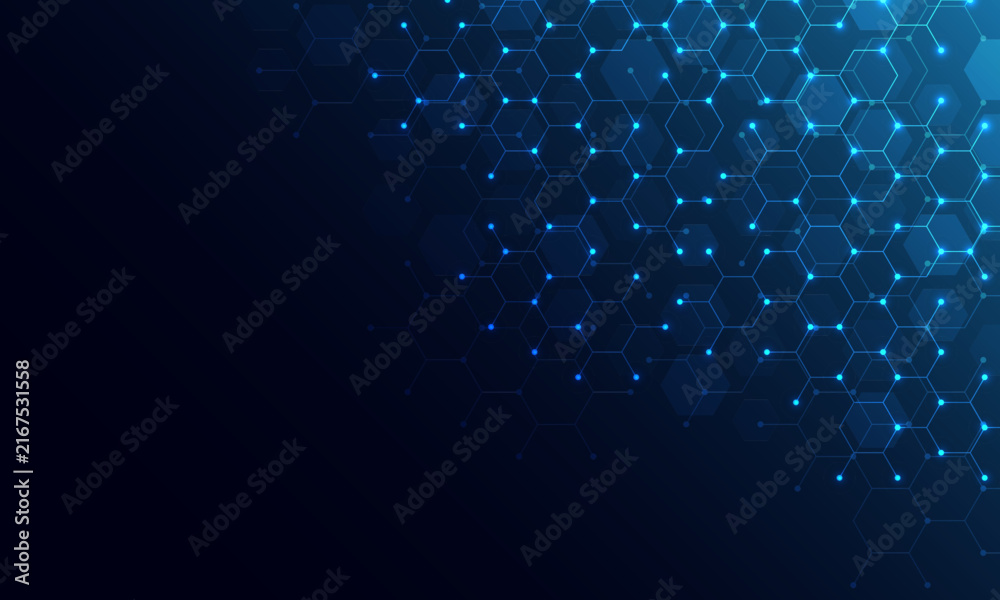 Naklejka premium Abstract technology background and design element with hexagons pattern and geometric shapes