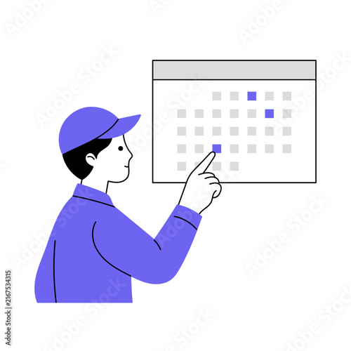 Male Worker Checking a Schedule on a Calendar