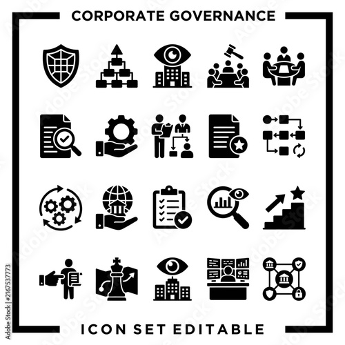 Modern Corporate Governance Icon Set Collection 1.