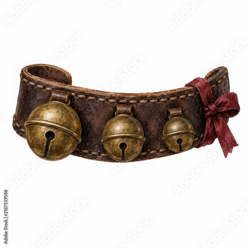 Vintage Leather Collar with Decorative Bells
