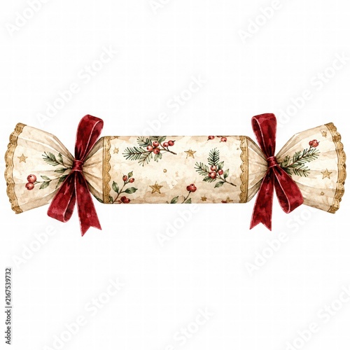 Elegant Christmas Cracker with Red and Green Decorations