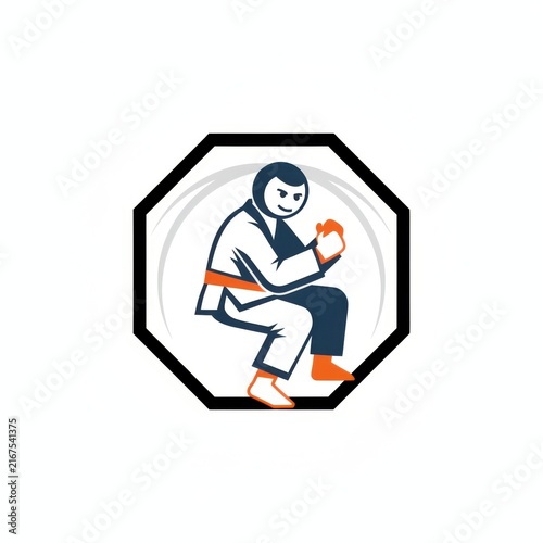 Martial Arts Character Logo Design, concept of strength and skill in martial arts