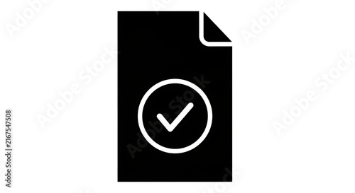 Document icon with a check mark symbol representing a verified file or approved task.