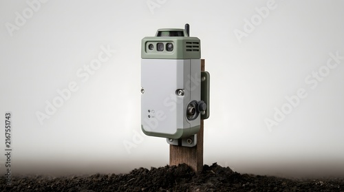 Wireless soil moisture sensor monitoring vegetation health on dry terrain for precision agriculture