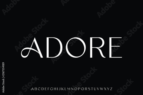 Adore elegant minimalist alphabet display font vector illustration