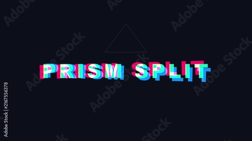 Prism split glitch text animation with chromatic aberration effect on dark 4k background