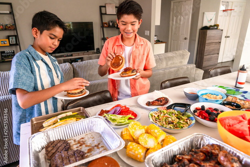 brothers family mealtime lunch potluck bbq